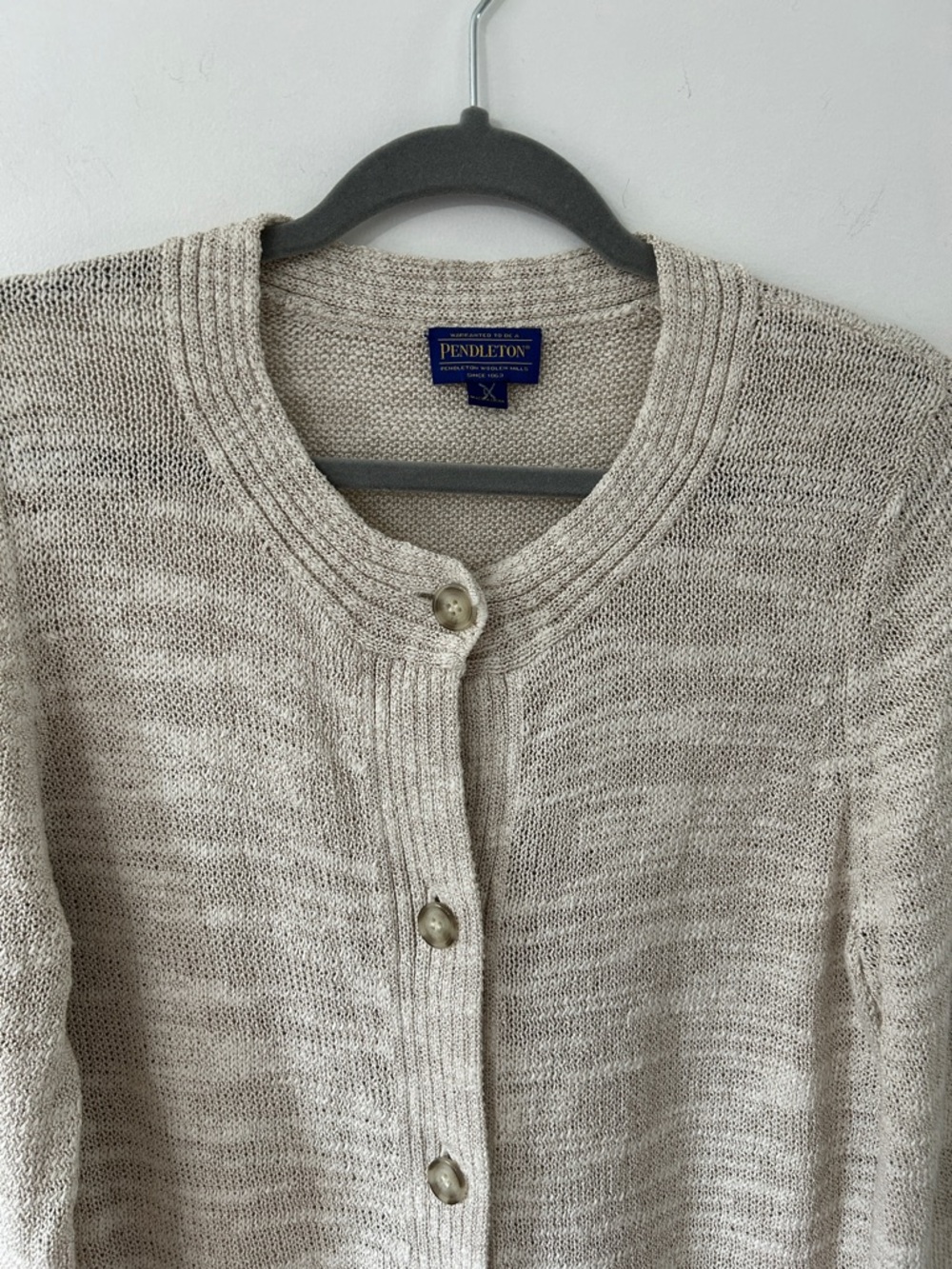 Pendleton Cotton Sweater Women’s L Cream Summer Knit Casual Cardigan - Picture 4 of 15